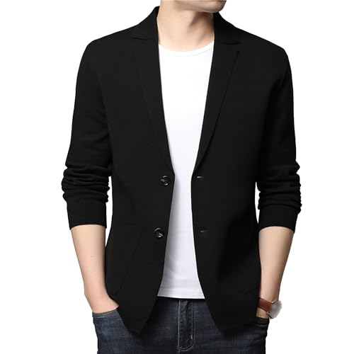Men's Knitted Suit Cardigan Male Skinny Solid Lightweight Knitwear Male Two Button Casual Blazer Sweater