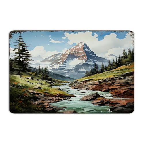 Autravelco Panneaux en métal pour l'extérieur du parc national des glaciers, 20,3 x 30,5 cm, décorations murales personnalisées pour chambre à coucher, cuisine, hommes, affiches d'aventure, affiches