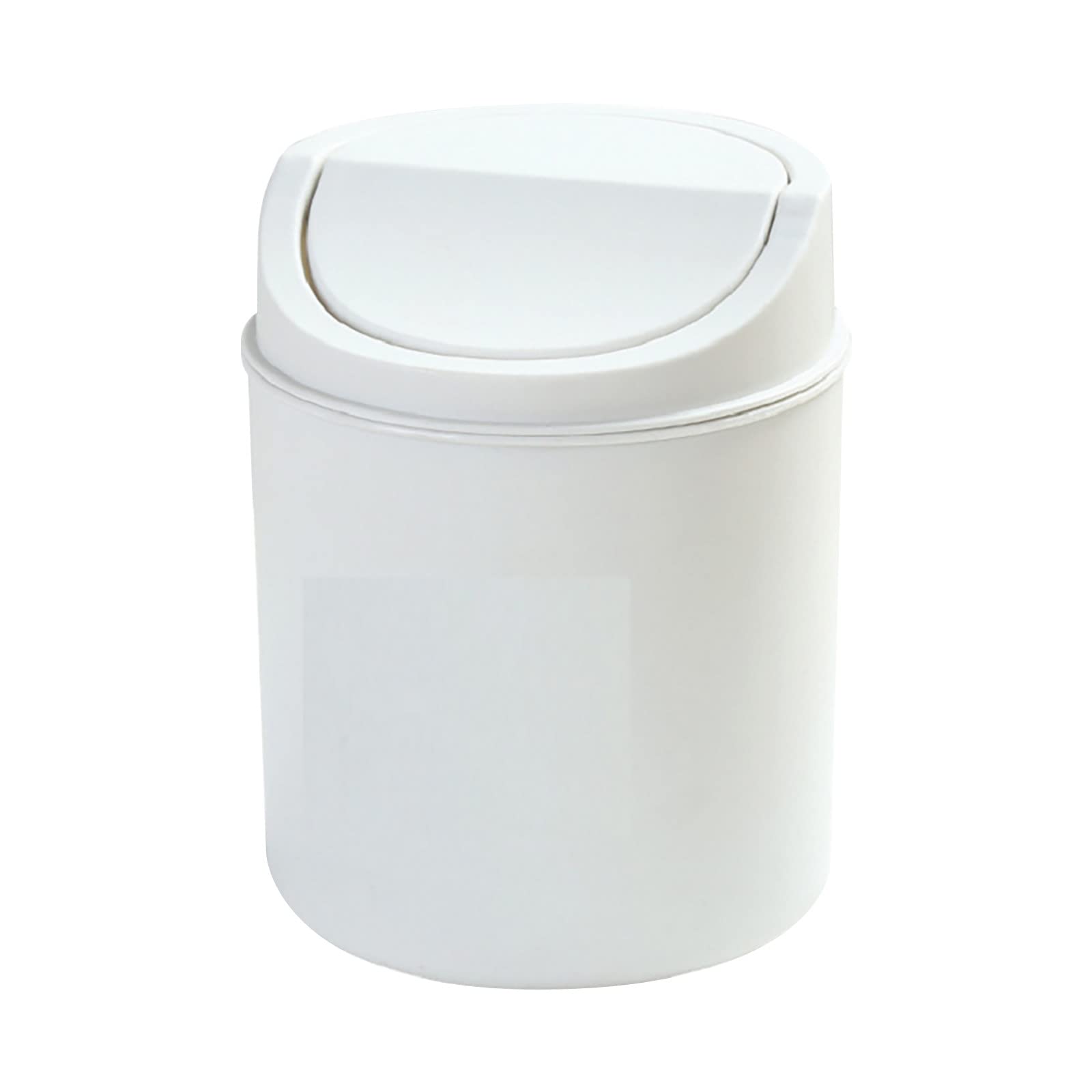 Mini Trash Can 0 9 Gallons Portable Small Capacity Round Desktop Trash Can with Swing Lid Durable Plastic