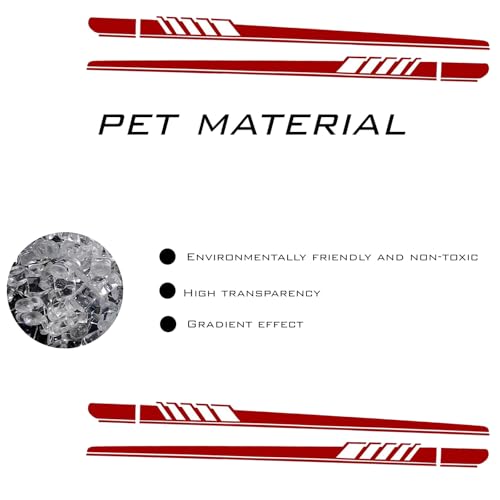 Image of 1 Pack 2 Pcs Universal Fit Red PVC Car Door Side Rocker Panel Stripe Decals, 88.58in x 4.52in