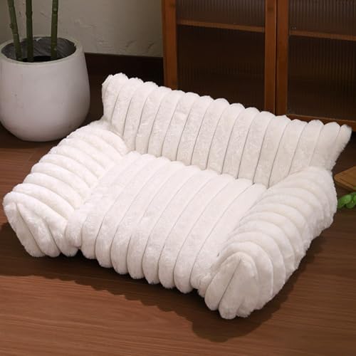 Danchen Divano letto ortopedico per cani e gatti, con fondo antiscivolo, morbido e calmante, per animali domestici, per interni, casa, camera da letto, soggiorno (bianco, 50 x 40 x 20 cm)