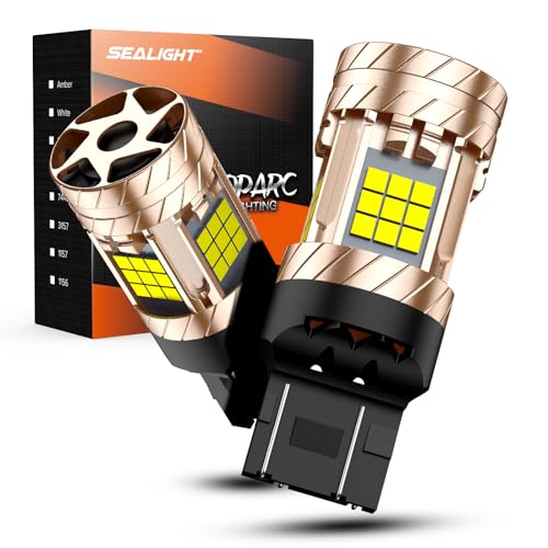 Image of SEALIGHT 7443 LED Bulbs White, 7440 T20 LED Light Anti Hyper Flash With Turbo Fan, 30W 3200LM Super Bright for Backup Reverse Light and Tail Parking Light, CK&Standard Socket, Pack of 2