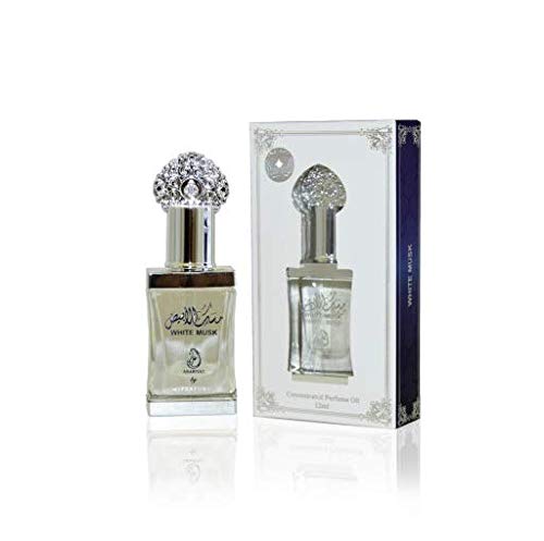 Aceite Perfumado White Musk O Tahara 12ML Oud Arab Attar 100% Óleo Sin Alcohol Almizcle Halal Para Hombres y Mujeres Fragancia de Larga Duración Nota : Almizcle, Leñoso, Floral, Rosa, Oud, Violeta