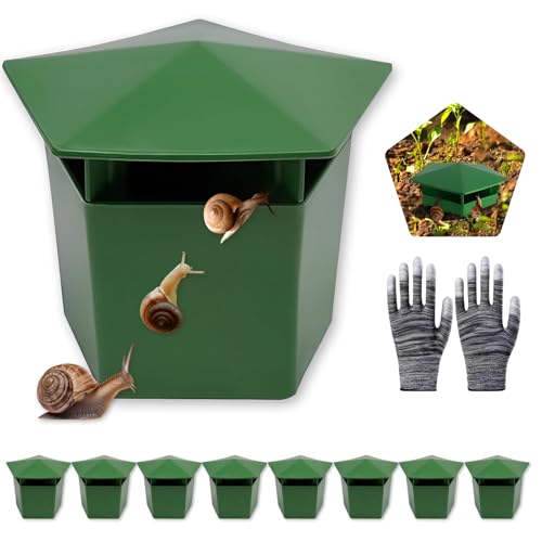 5 Stück Schneckenfalle, Schnecken Fallen für den Garten, Wiederverwendbare Plastik Bierschneckenfallen, Freundlicher Schneckenfänger mit Handschuhen