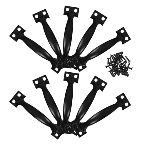 DECHOUS 10個 ヴィンテージ弓型メタルドアハンドル 黒色 耐久性塗装 キッチンキャビネット引き出し取っ手 クローゼット用簡単取付