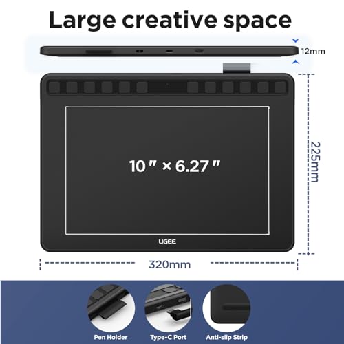 Image of Wireless Graphics Drawing Tablet, UGEE S1060W Digital Drawing Pad with 12 Hot Keys, 10x6.3 inch Pen Tablet with 8192 Levels Battery-Free Stylus Support Android /Windows /Mac OS /Chrome OS /Linux