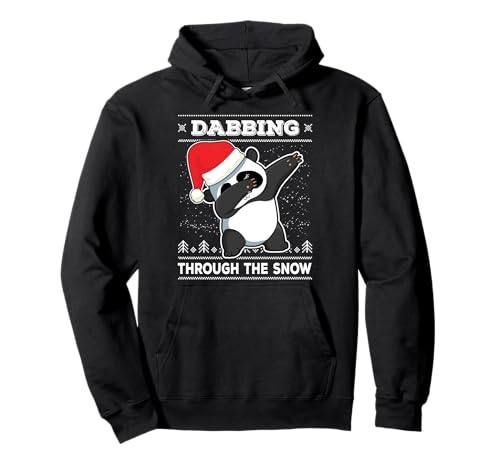 Dabbing Through The Snow Panda Dab Ugly Christmas Sweater Pullover Hoodie
