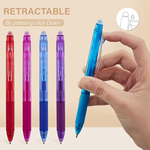 Parkoo Retractable Erasable Gel Pens Clicker, Fine Point, No Need For White Out, Assorted Color Inks For Planners And Crossword Puzzles, 7-Pack #TOP2