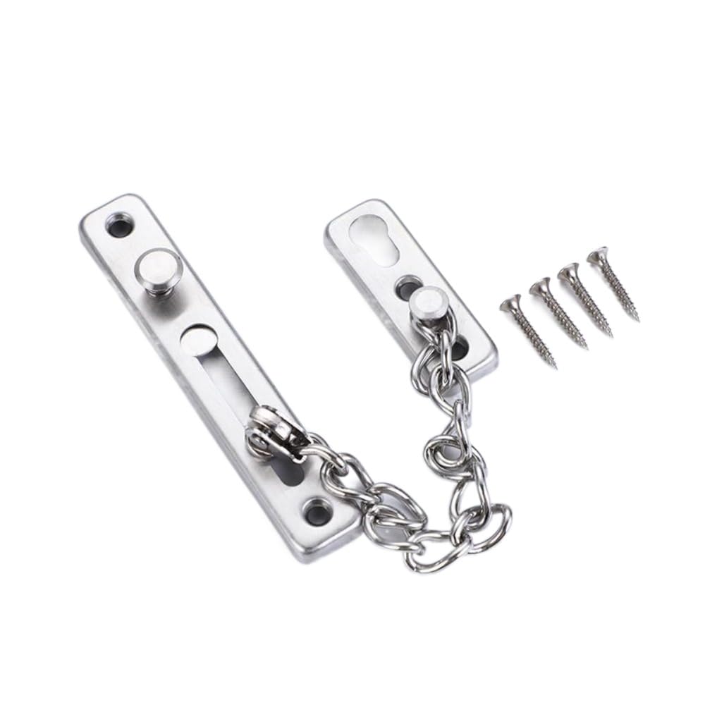 Stainless Steel Portable Door Chain Lock Security Guard with Spring Anti Theft Buckle Hardware Sliding Fastener