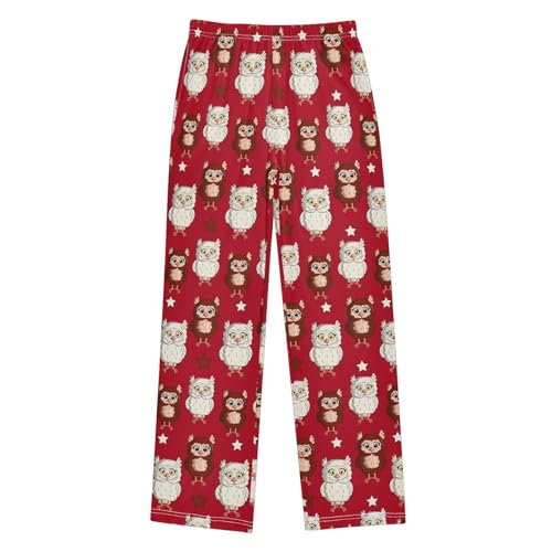 Owl Star Print Boys Long Pants Soft Trousers Elastic Waist Kids Lounge Bottoms with Pockets S-XL