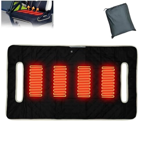 Heated Golf Cart Seat Cover 4-Zone Intelligent Heating 3 Heat Levels Electric Pad Waterproof & Machine Washable Towel Blanket Cushion Ideal Golf Gift for Men & Women All-Season Use (Black)
