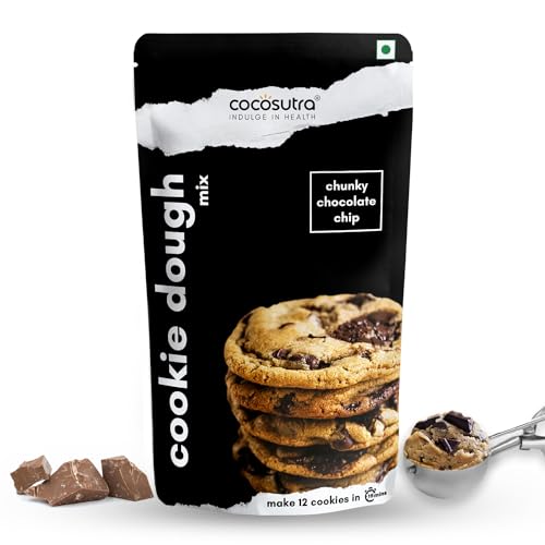 Image of Cocosutra Chunky Chocolate Chip Cookie Dough Mix, 220g | Chip Cookie Premix, Ready to Bake, Vegan & Eggless, Soft & Chewy, 100% Natural Baking Mix