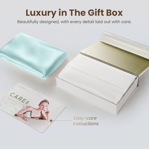 Image of THXSILK Natural 100% Mulberry Silk Pillowcase for Hair and Skin, 25 Momme, Standard Size 20 inchx26 inch Silk Pillow Case, Soft Smooth Cooling Premium Grade 6A+ Silk Pillow Cover with Zipper(Light Blue, 1pc)