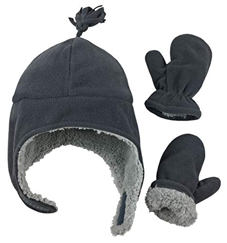 N'ice Caps Baby Toddler Boys Girls Sherpa Lined Fleece Hat Mitten Winter Set (Charcoal Grey, 2-3 Years) #TOP1