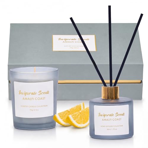 Amalfi Coast Lemon Candle & Reed Diffuser Gift Set Home Fragrance