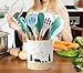 dgudgu Bear Utensil Holder For Countertop Ceramic Kitchen Utensil Holder For Kitchen Counter Forest Painted Utensil Crock White Large Cooking Utensil Holder