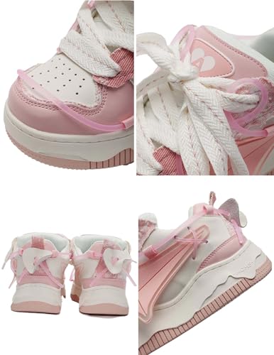 Aelfric Eden Pink Platform Leather Lace-up Sneakers Color Blocking Patchwork Skate Shoes Y2K Aesthetic Fashion Walking Shoes4