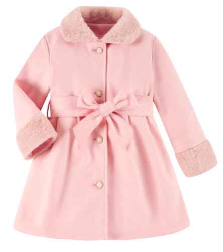 Image of ALISISTER Girls Winter Coat Toddler Faux Fur Collar Fall Jacket Pink 6-7T