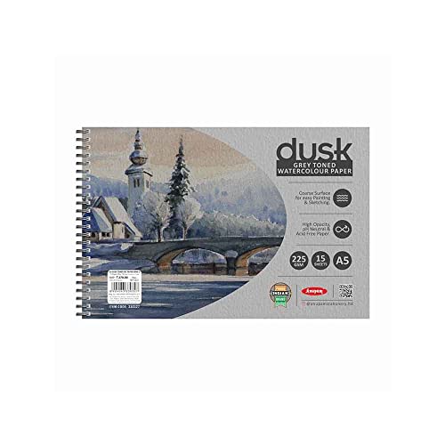 Image of Anupam Dusk Grey Watercolour Paper Book - Cold Pressed - Wiro Bound - 225 GSM - 15 Sheets - A5