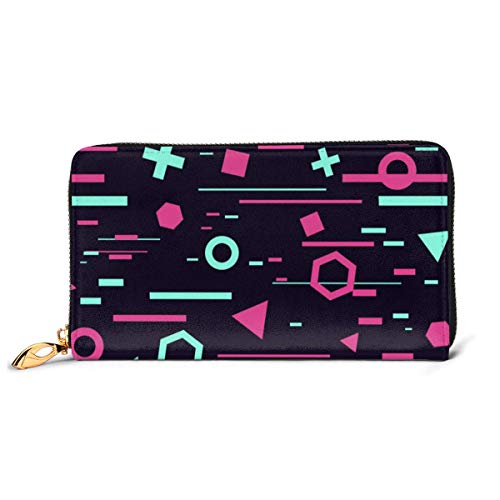 Preisvergleich Produktbild PecoStar Damen Geldbörse abstraktes Blau Lila Digital Glitches Designer Premium Leder Reißverschluss Geldbörse Bedruckt Karte Clutch Halter Geldbörse