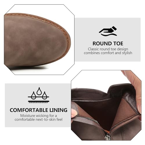 Womens Ankle Boots Chunky Low Heel Short Booties Comfortable Round Toe Dress Fall Boots with Side Zipper4