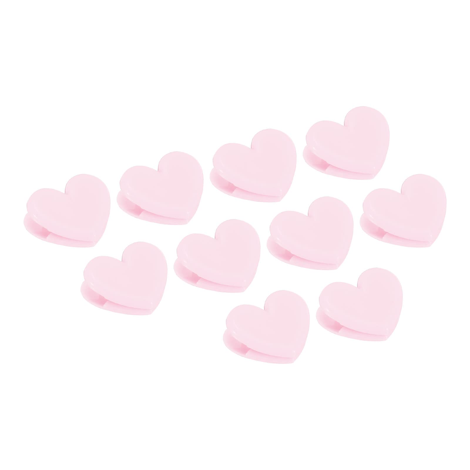 PATIKIL Paper and Bag Clips,10Pcs Heart Shape Bag Sealers Clamps Snacks Bag Clips for Coffee Office Photo Picture Pages Holder,Pink