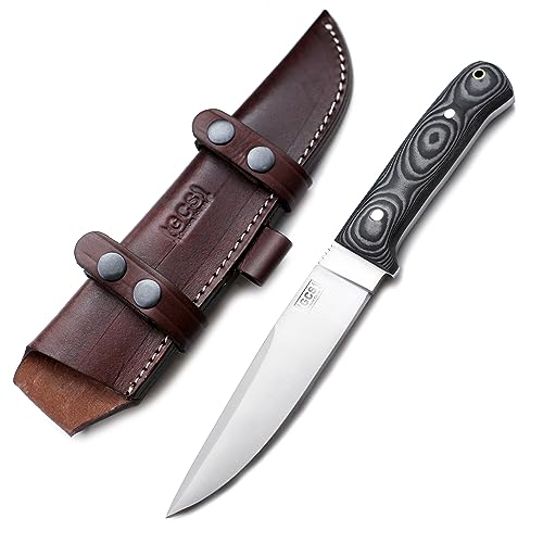 GCS Handmade Micarta Handle D2 Tool Steel Tactical Hunting Knife with leather sheath Full tang blade designed for Hunting & EDC GCS 19