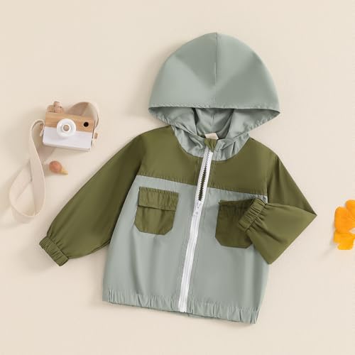 MBMSHEGH Toddler Baby Grils Boys Hoodie Zipper Waterproof Patchwork Raincoat Lightweight Windbreaker Outwear Rain Jacket 1-4T3