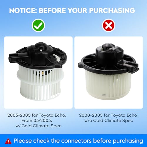 Image of HVAC Heater Blower Motor Fan Fit for 2004-2006 Scion xA /xB, 2003-2005 Toyota Echo, Replaces 700172 87103-52080 TO3126119, Air Automotive Replacement