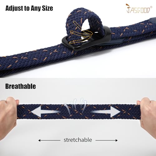 Image of JASGOOD Stretch Belt for Men, Men Women Elastic Woven Braided Belt 1 3 /8 Casual Belt Golf Belt for Jeans Pants