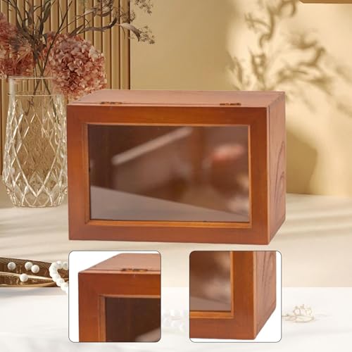 Jugutyeg Caja para Figuras de Madera Natural con Vitrina Clara Caja Organizadora de Mini Figuras Gabinete de Protección para Juguetes Función Antipolvo Adecuad, L - imagen 2