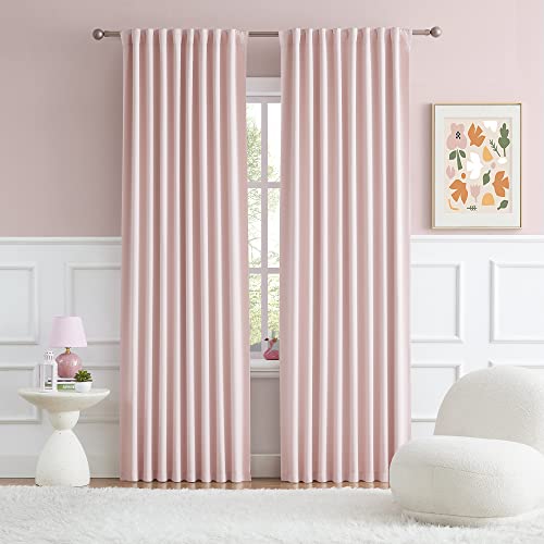 Back Tab and Rod Pocket Muted Pink Curtains for Girls Bedroom Decor Baby Pink - Room Darkening Thermal Insulated for Living Room 52 x 84 Inches Long...
