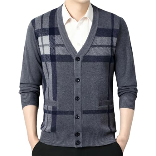 Mens Cardigan Sweater Long Sleeve V Neck Buttons Down Knit Patchwork Vintage Casual Cardigan