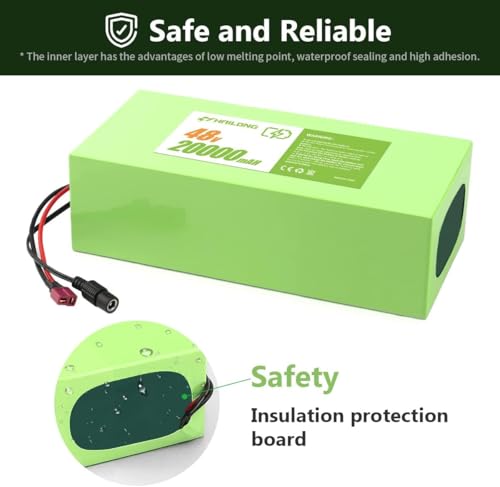 Image of VISET 48V Battery Pack 36V /48V /10Ah /14Ah /20Ah, Lithium Li-ion Battery for 350W 450W 750W 1000W for DIY Project