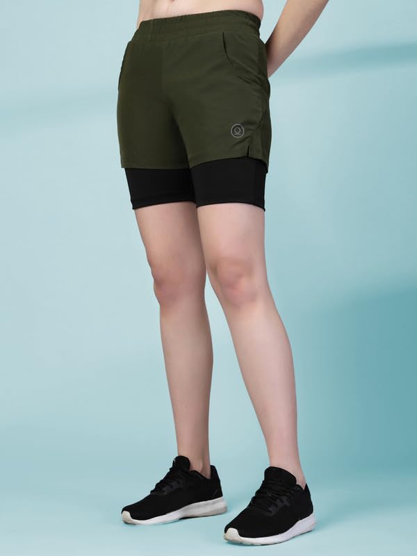 Image of CHKOKKO Gym Shorts for Women Workout Sports Running Quick Dry Fit Double Layer Inner Compression with Pockets Breathable Lightweight Wear