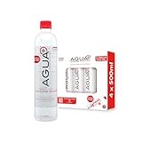 Agua Plus pH9+ Alkaline Water Bottles - 16.9 fl (500mL) oz Drinking Water Bottles - Enhanced with Pink Mineral Sea Salt for Electrolytes and Minerals - Recycled Plastic and USA Made Water Bottles - 4 Pack