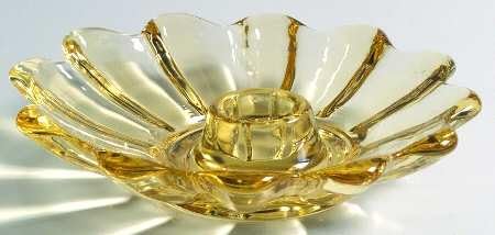 Fostoria Sun - Candelabros de cristal celestial dorado (1 par, juego de 2 portavelas)