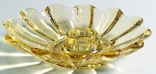 Fostoria Sun Gold Celestial Glass Candle Candlesticks (1 Pair - Set of 2 Candle Holders)