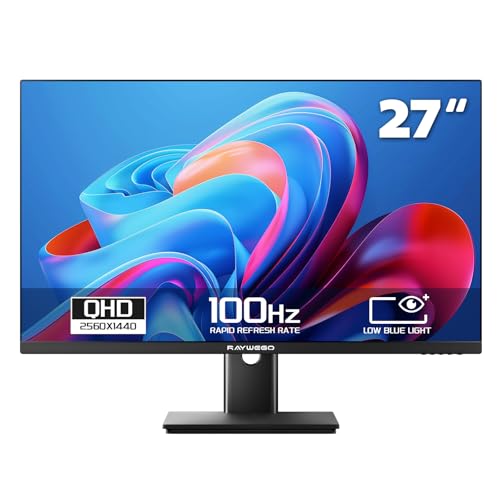 Raywego 27 Inch QHD(2560 * 1440) 100Hz Computer Monitor,Anti-Blue Light