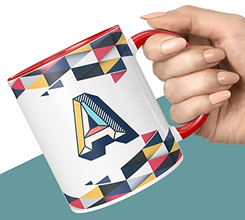 Image of 3D Colorful Alphabet Letter A Printed Coffee Mug for Girls Boys Friends Love Kids Best Gift for Birthday Anniversary Initial Letter A (Ceramic Tea Coffee Mug-350ml) - ABV3TM2 102