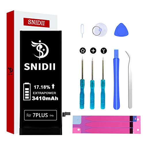 SNIDII Battery for iPhone 7 Plus Only, New 3410 mAh High Capacity Li-ion Polymer Battery Replacement,with Repair Tool Kit and Instructions -Compatible Model A1661 A1784 A1785 Baterias(not 7)