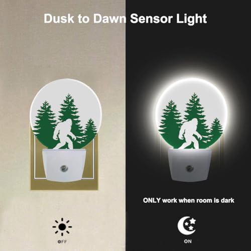 Image of EKOBLA Bigfoot Night Light, Sasquatch in Green Forest Night Lights Plug Into Wall with Auto Sensor for Bedroom, Bathroom and Kitchen