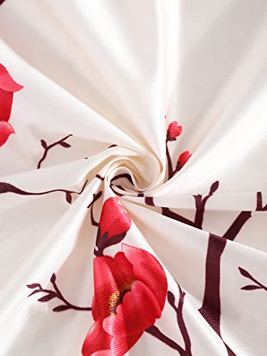 Image of Fashion String 2 Pieces Solid Patch 3D Tulip Eyelet Polyester Door Curtains - 7 Feet, Red
