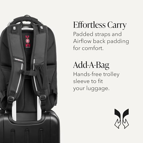 SwissGear Travel Tech Elite Laptop Backpack – Fits Laptops up to 16” – ScanSmart TSA-Friendly Backpack with USB Port, Shoe Compartment & Organizer Pockets – Heather Grey - Image 7