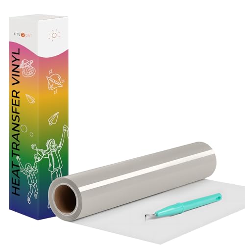 Image of HTVRONT Heat Transfer Vinyl Grey HTV Rolls - 12 inch x 20ft Grey Iron on Vinyl for All Cutting Machines, HTV Vinyl for Shirts - Easy to Cut & Weed for Heat Transfer Design