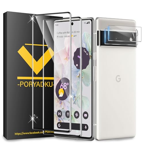 V-PORYADKU Tempered Glass For Google Pixel 6 Pro Screen Protector 2 Pack [6.70 Inch]+ Transparent HD Camera Lens Protector 2 Pack Fingerprint Unlock Compatible 9H Hardness HD Clear