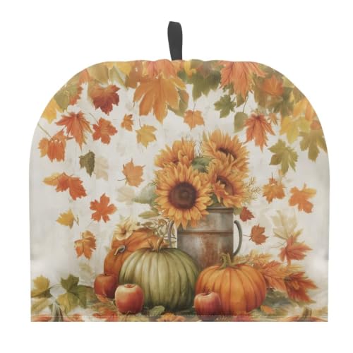 Image of Sunflower Harvest Tea Pot Cozies Fall Teapot Dust Cover Insulation Warmth Breakfast Pot Holder Washable Reusable Table Decoration