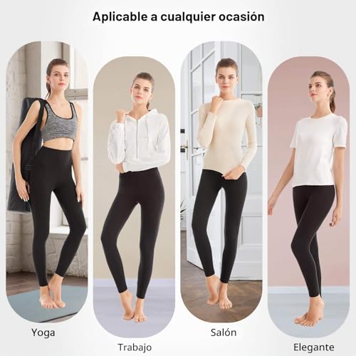 Miniatura 5 de Sinophant 2 Leggins Mujer Pantalon Yoga Mallas Deporte Leggings Suaves Elásticos De Cintura Alta Tallas Pilates S-M 2 Negro Negro