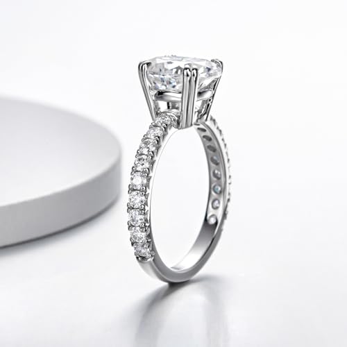 3CT Oval Cut Moissanite Engagement Rings for Women D Color VVS1 Solitaire 14K White Gold Plated 925 Sterling Silver2