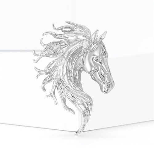 Image of Dreuyet Horse Brooch Pin Horse Racing Suit Lapel Pin for Women Men Rhinestone Antique Gold Horse Animal Brooch Clothing Outfits Accessory Jewelry